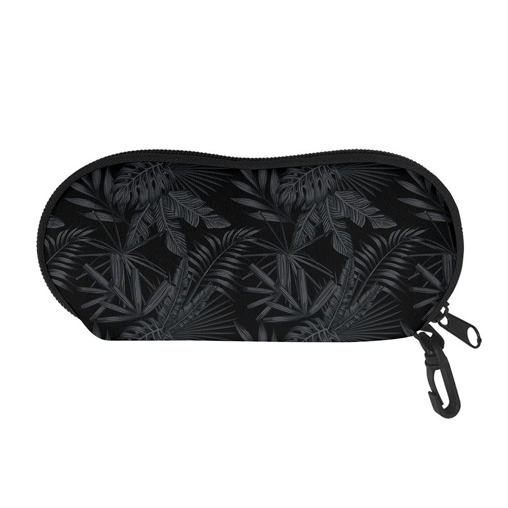 Black Palm Leaf Aloha Pattern Print Glasses Case