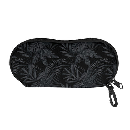 Black Palm Leaf Aloha Pattern Print Glasses Case