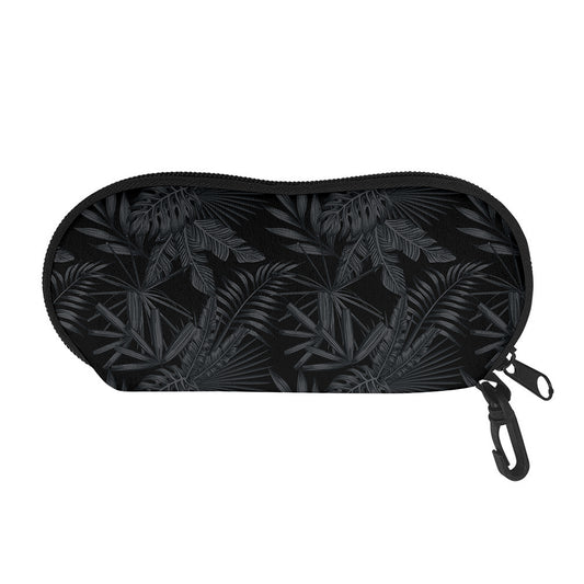 Black Palm Leaf Aloha Pattern Print Glasses Case