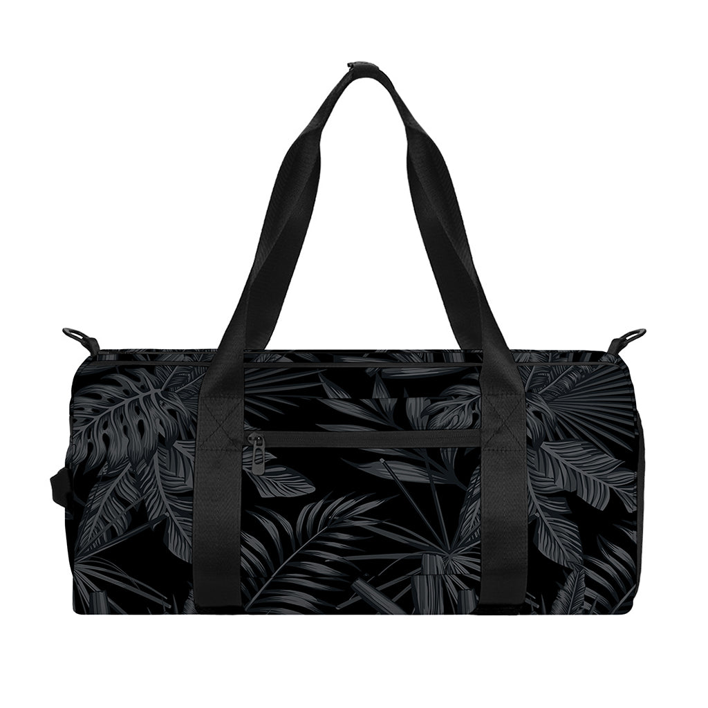Black Palm Leaf Aloha Pattern Print Gym Bag