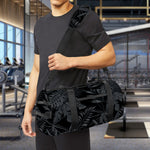 Black Palm Leaf Aloha Pattern Print Gym Bag