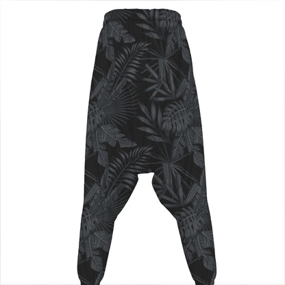 Black Palm Leaf Aloha Pattern Print Hammer Pants