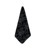 Black Palm Leaf Aloha Pattern Print Hand Towel