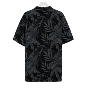 Black Palm Leaf Aloha Pattern Print Hawaiian Shirt