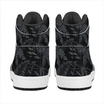 Black Palm Leaf Aloha Pattern Print High Top Leather Sneakers