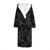 Black Palm Leaf Aloha Pattern Print Hooded Bathrobe