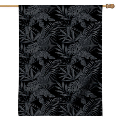 Black Palm Leaf Aloha Pattern Print House Flag