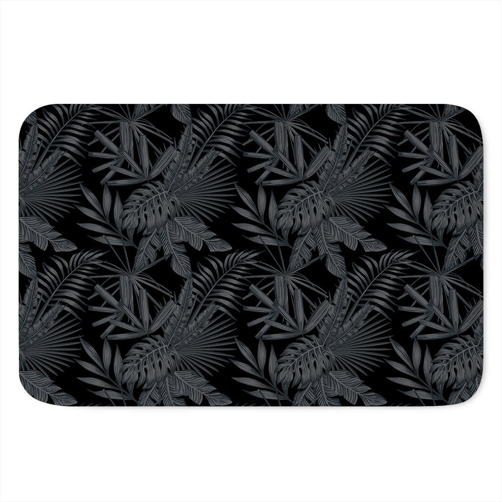 Black Palm Leaf Aloha Pattern Print Indoor Door Mat