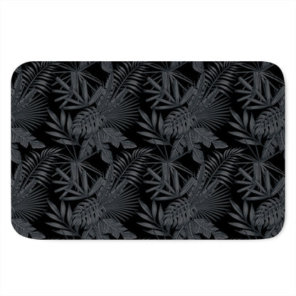 Black Palm Leaf Aloha Pattern Print Indoor Door Mat