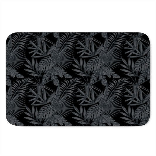 Black Palm Leaf Aloha Pattern Print Indoor Door Mat