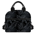Black Palm Leaf Aloha Pattern Print Insulated Lunch Bag