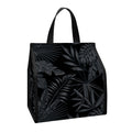Black Palm Leaf Aloha Pattern Print Insulated Lunch Tote