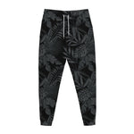 Black Palm Leaf Aloha Pattern Print Jogger Pants