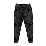 Black Palm Leaf Aloha Pattern Print Jogger Pants