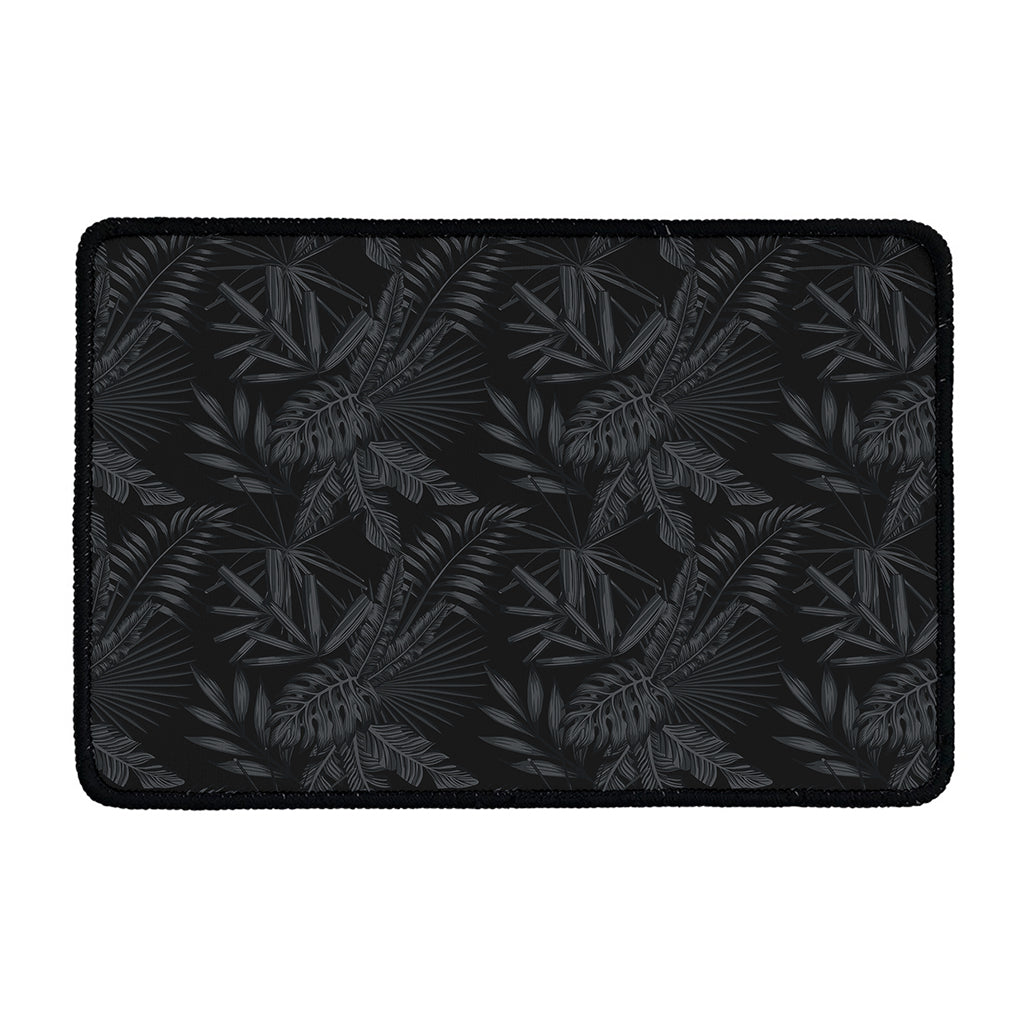 Black Palm Leaf Aloha Pattern Print Kitchen Mat