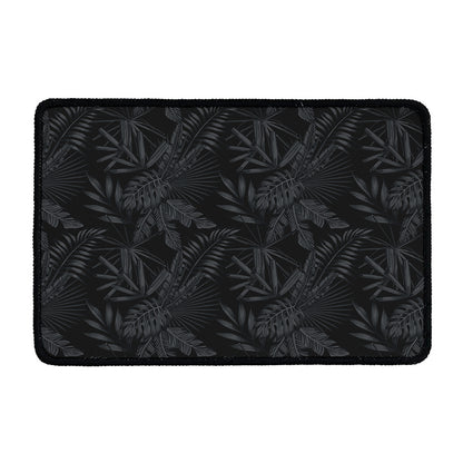 Black Palm Leaf Aloha Pattern Print Kitchen Mat