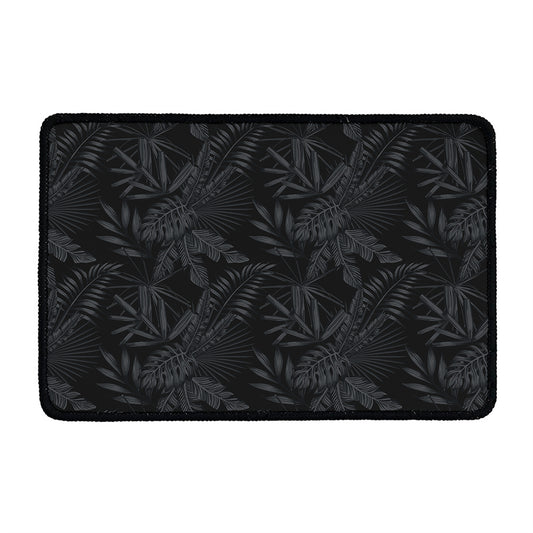 Black Palm Leaf Aloha Pattern Print Kitchen Mat