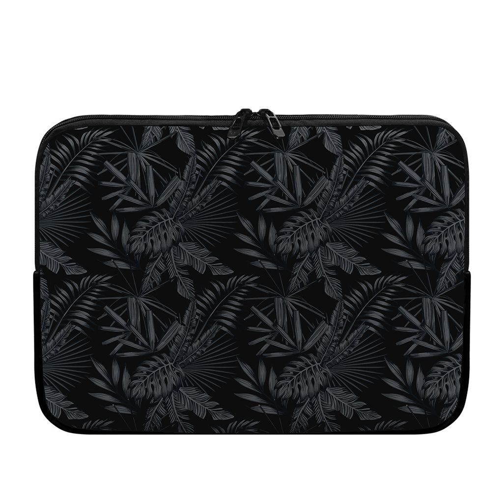 Black Palm Leaf Aloha Pattern Print Laptop Sleeve