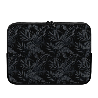 Black Palm Leaf Aloha Pattern Print Laptop Sleeve