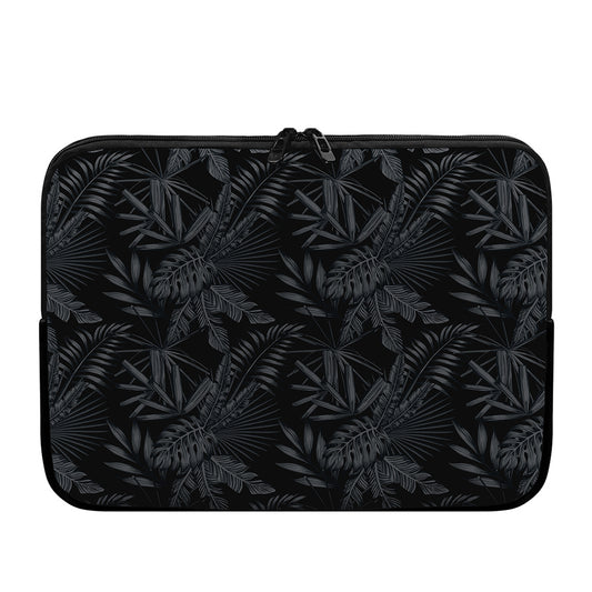 Black Palm Leaf Aloha Pattern Print Laptop Sleeve