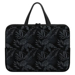 Black Palm Leaf Aloha Pattern Print Laptop Sleeve With Handle