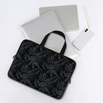 Black Palm Leaf Aloha Pattern Print Laptop Sleeve With Handle