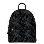 Black Palm Leaf Aloha Pattern Print Leather Backpack