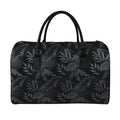 Black Palm Leaf Aloha Pattern Print Leather Duffel Bag