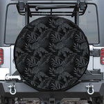Black Palm Leaf Aloha Pattern Print Leather Spare Tire Cover