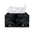 Black Palm Leaf Aloha Pattern Print Leather Tissue Box Cover