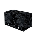 Black Palm Leaf Aloha Pattern Print Leather Tissue Box Cover