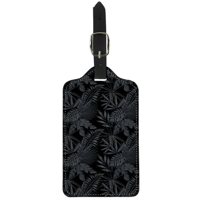 Black Palm Leaf Aloha Pattern Print Luggage Tag