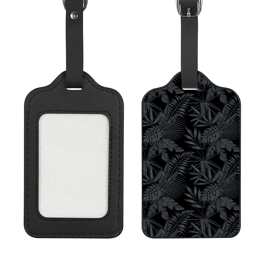 Black Palm Leaf Aloha Pattern Print Luggage Tag