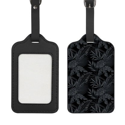 Black Palm Leaf Aloha Pattern Print Luggage Tag