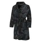 Black Palm Leaf Aloha Pattern Print Men's Bathrobe