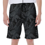 Black Palm Leaf Aloha Pattern Print Men's Beach Shorts