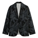 Black Palm Leaf Aloha Pattern Print Men's Blazer