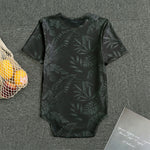 Black Palm Leaf Aloha Pattern Print Men's Bodysuit
