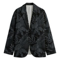Black Palm Leaf Aloha Pattern Print Men's Cotton Blazer