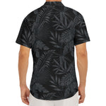 Black Palm Leaf Aloha Pattern Print Men's Deep V-Neck Shirt