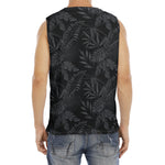 Black Palm Leaf Aloha Pattern Print Men's Fitness Tank Top