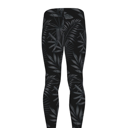 Black Palm Leaf Aloha Pattern Print Men's leggings