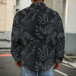 Black Palm Leaf Aloha Pattern Print Men's Shirt Jacket