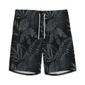 Black Palm Leaf Aloha Pattern Print Men's Athletic Shorts