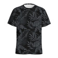 Black Palm Leaf Aloha Pattern Print Men's Athletic T-Shirt