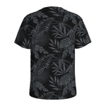 Black Palm Leaf Aloha Pattern Print Men's Sports T-Shirt
