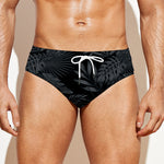 Black Palm Leaf Aloha Pattern Print Men's Swim Briefs