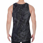 Black Palm Leaf Aloha Pattern Print Men's Velvet Tank Top