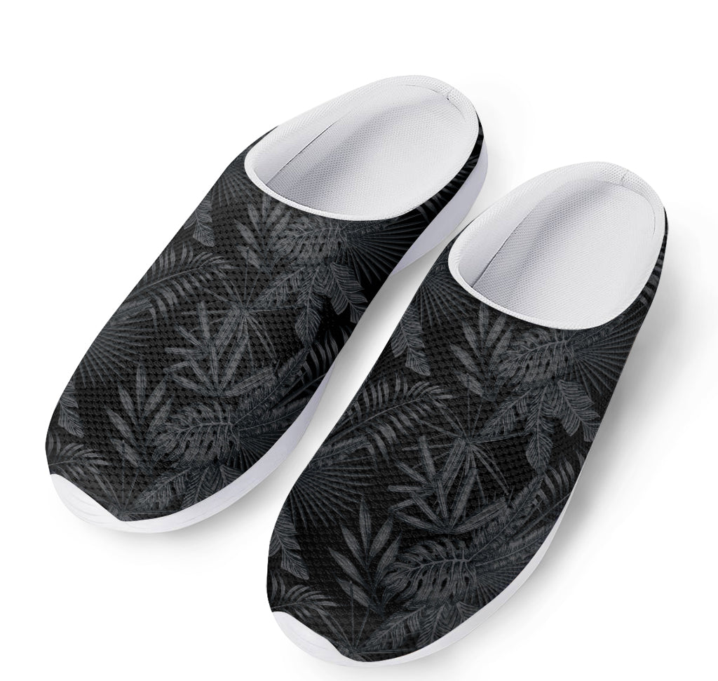 Black Palm Leaf Aloha Pattern Print Mesh Casual Shoes