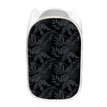 Black Palm Leaf Aloha Pattern Print Mesh Laundry Hamper